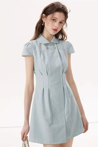 Feminine Faux Denim Dress
