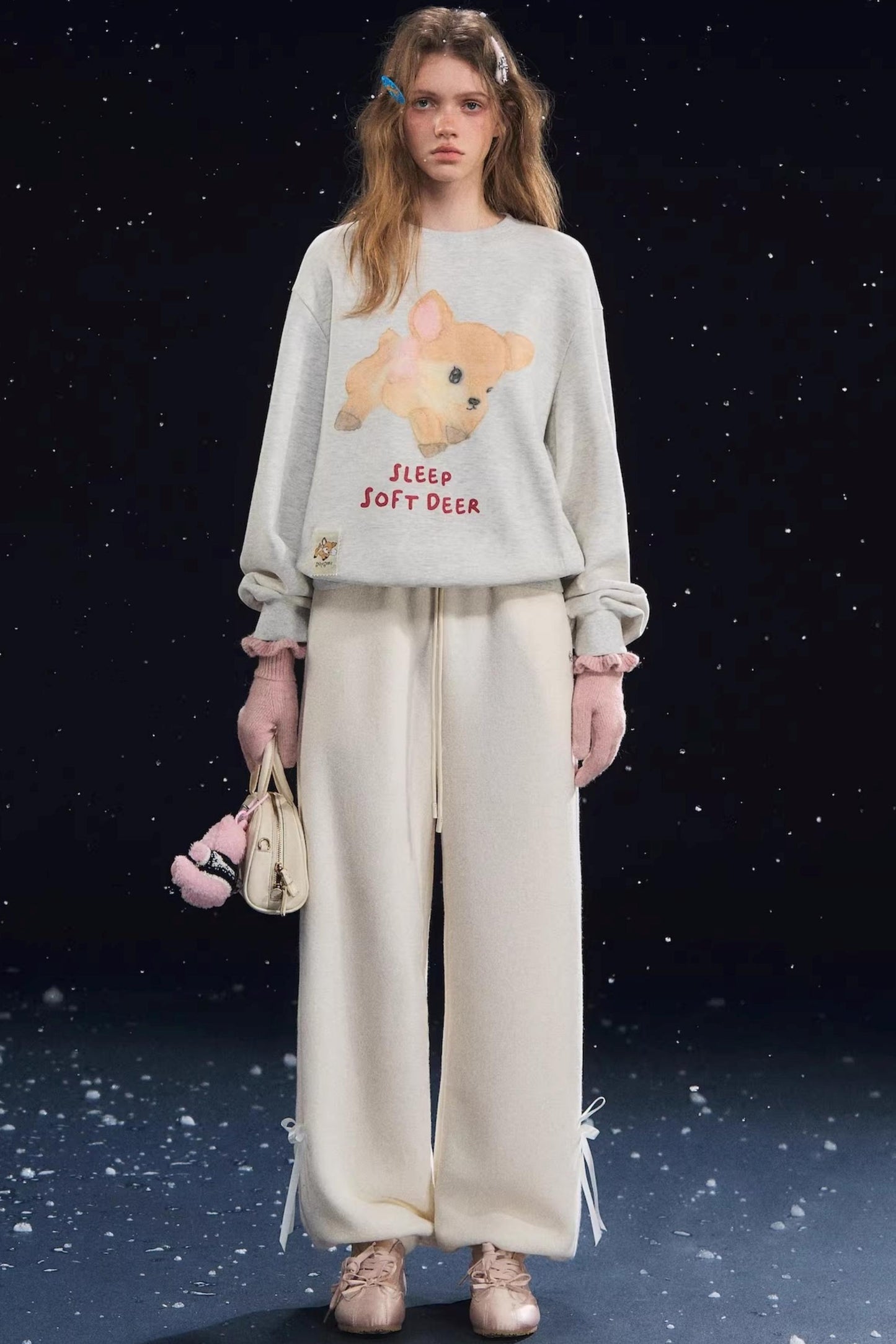 Velvet-Feel Cuffed Lantern Casual Pants