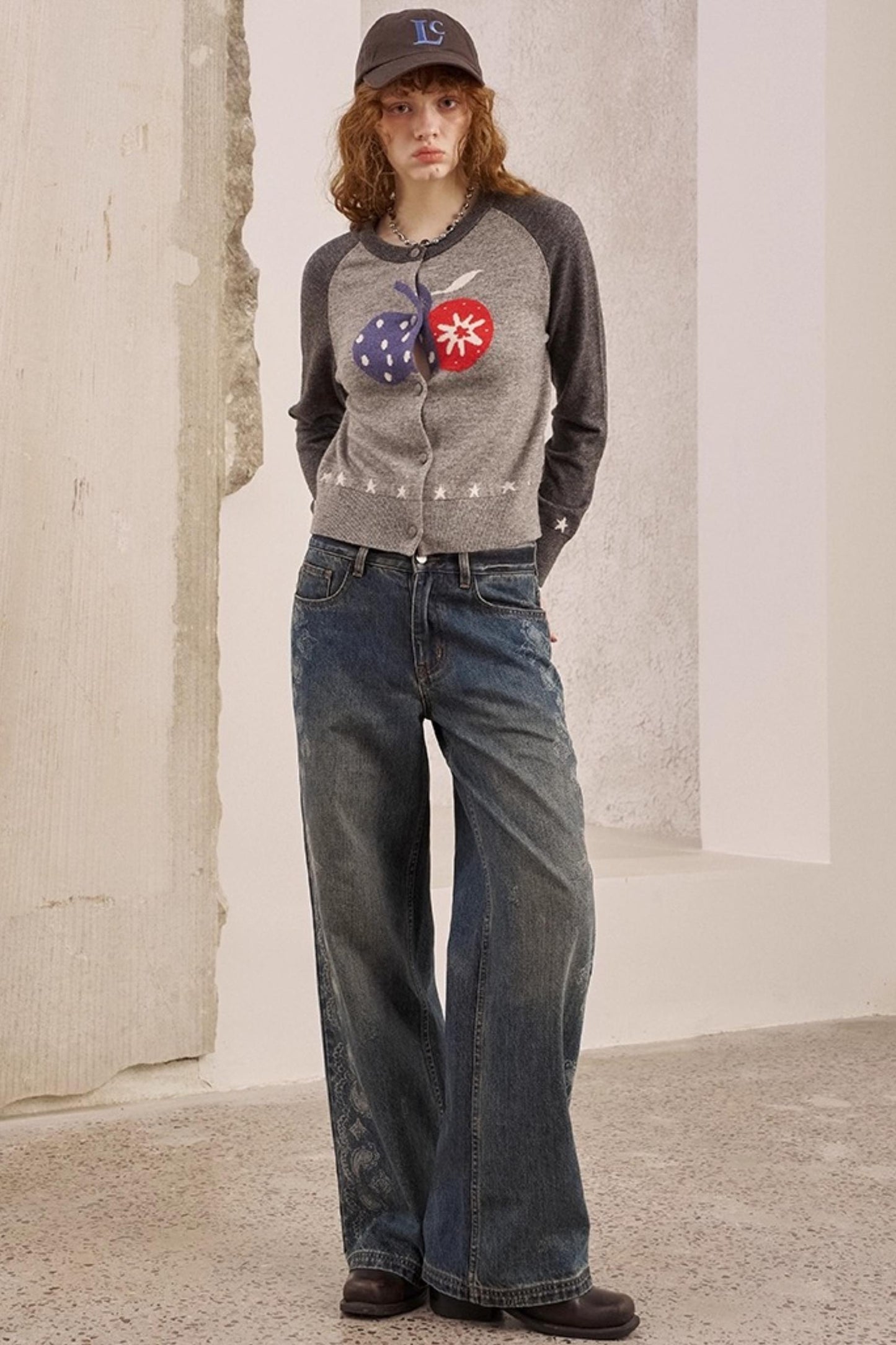 Apple Wool Blend Slim Fit Knitted Cardigan