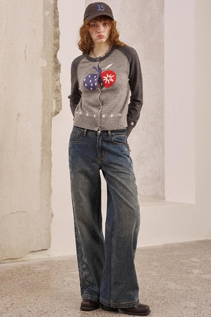 Apple Wool Blend Slim Fit Knitted Cardigan