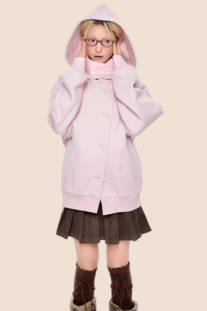 Retro Kapuzen-Sweatshirtjacke