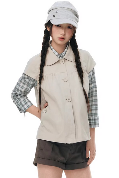 Doll Collar Flutter Sleeve Cardigan