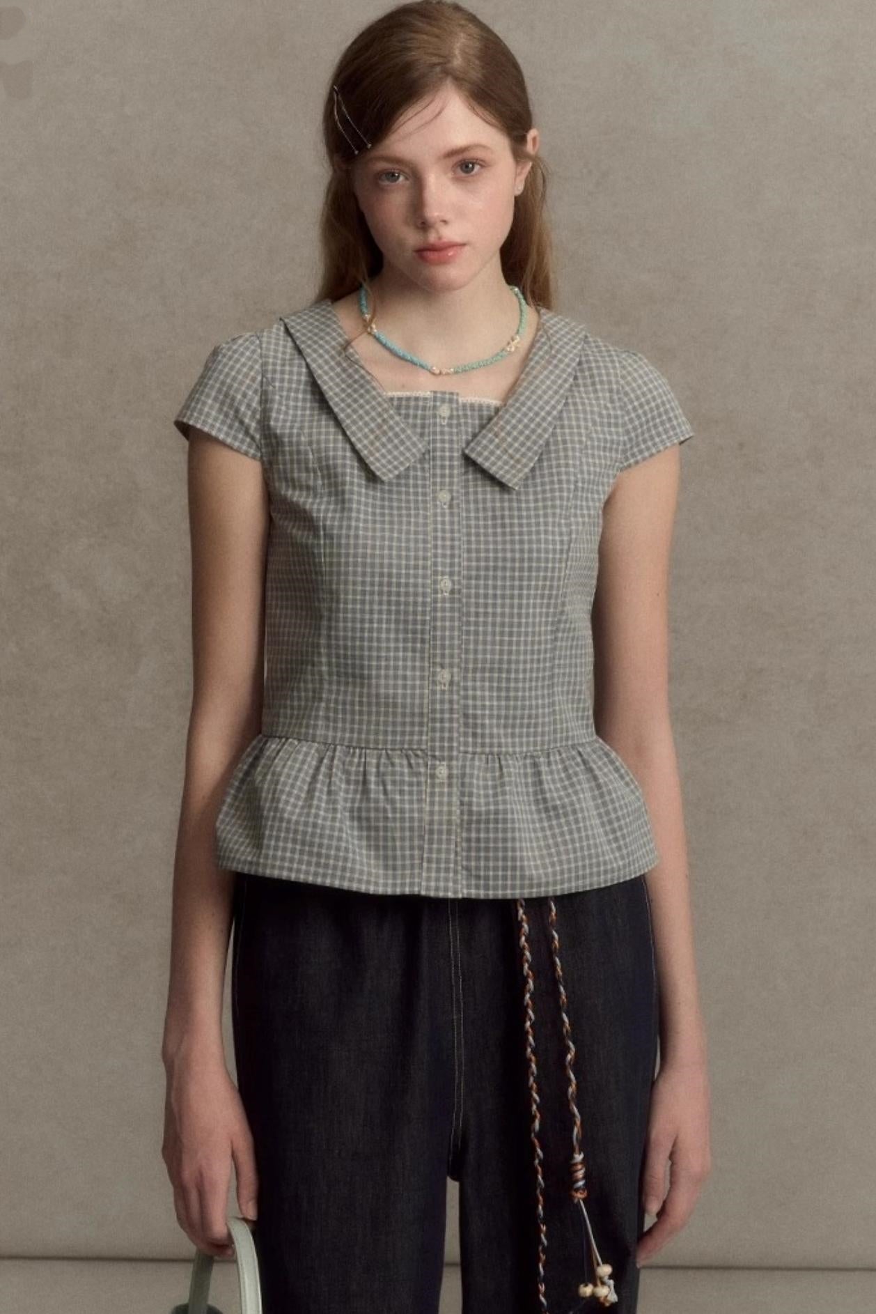 Summer Plaid Sleeve Top