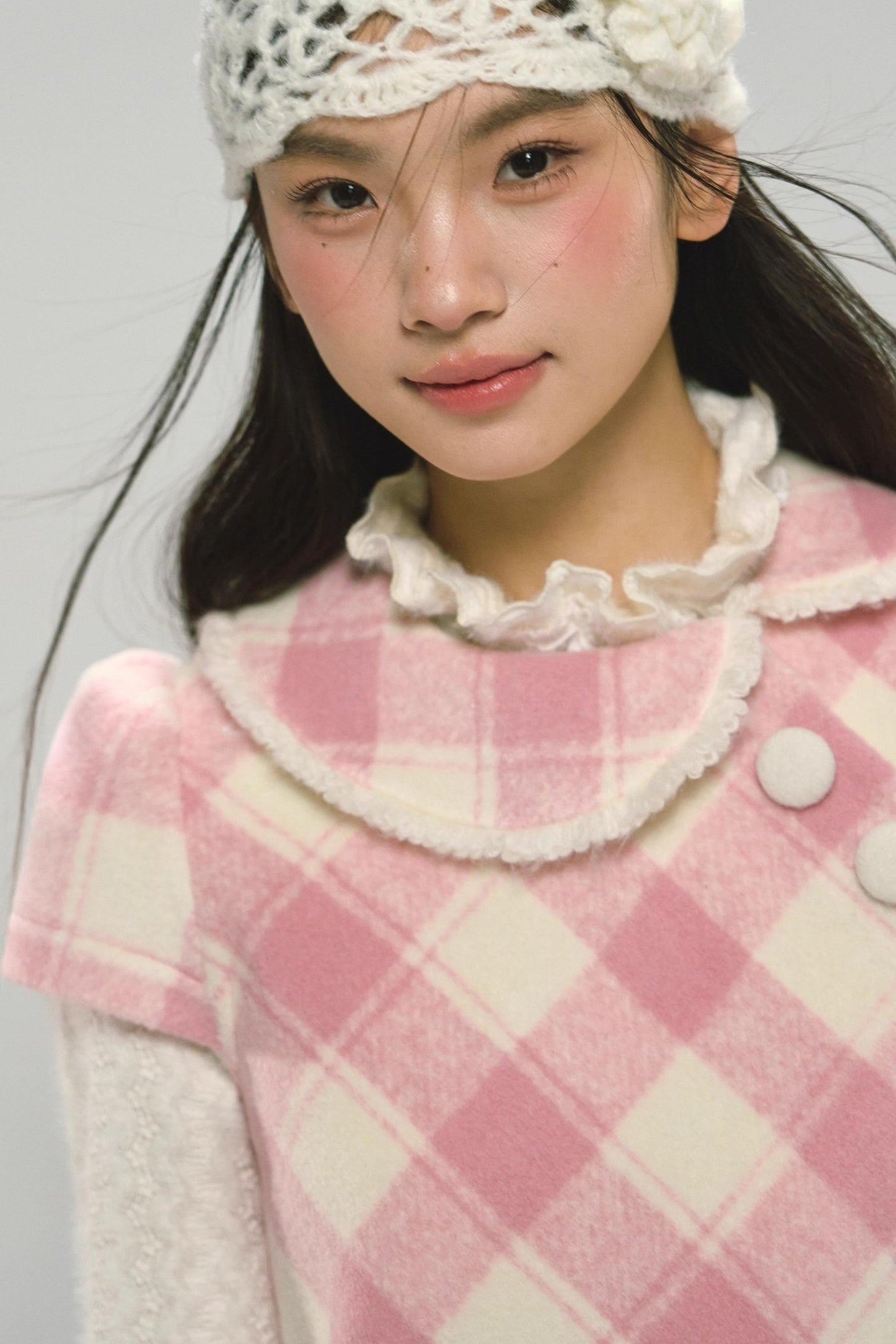 Christmas Doll Collar Tweed Dress Set-Up