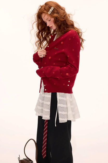 Polka Dot Asymmetrical Cardigan