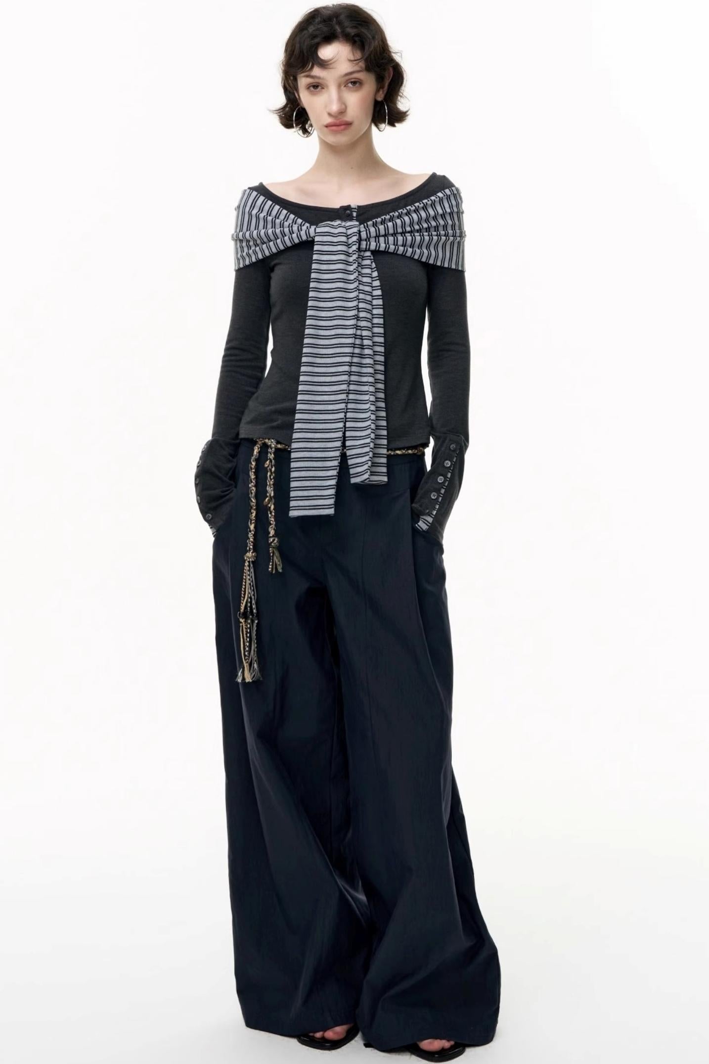 Off-the-Shoulder Striped Tops