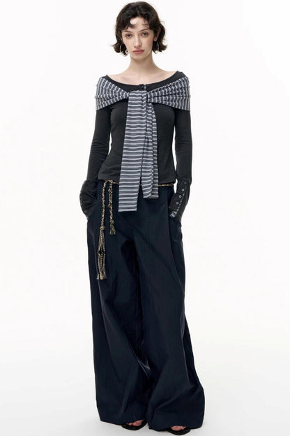 Off-the-Shoulder Striped Tops