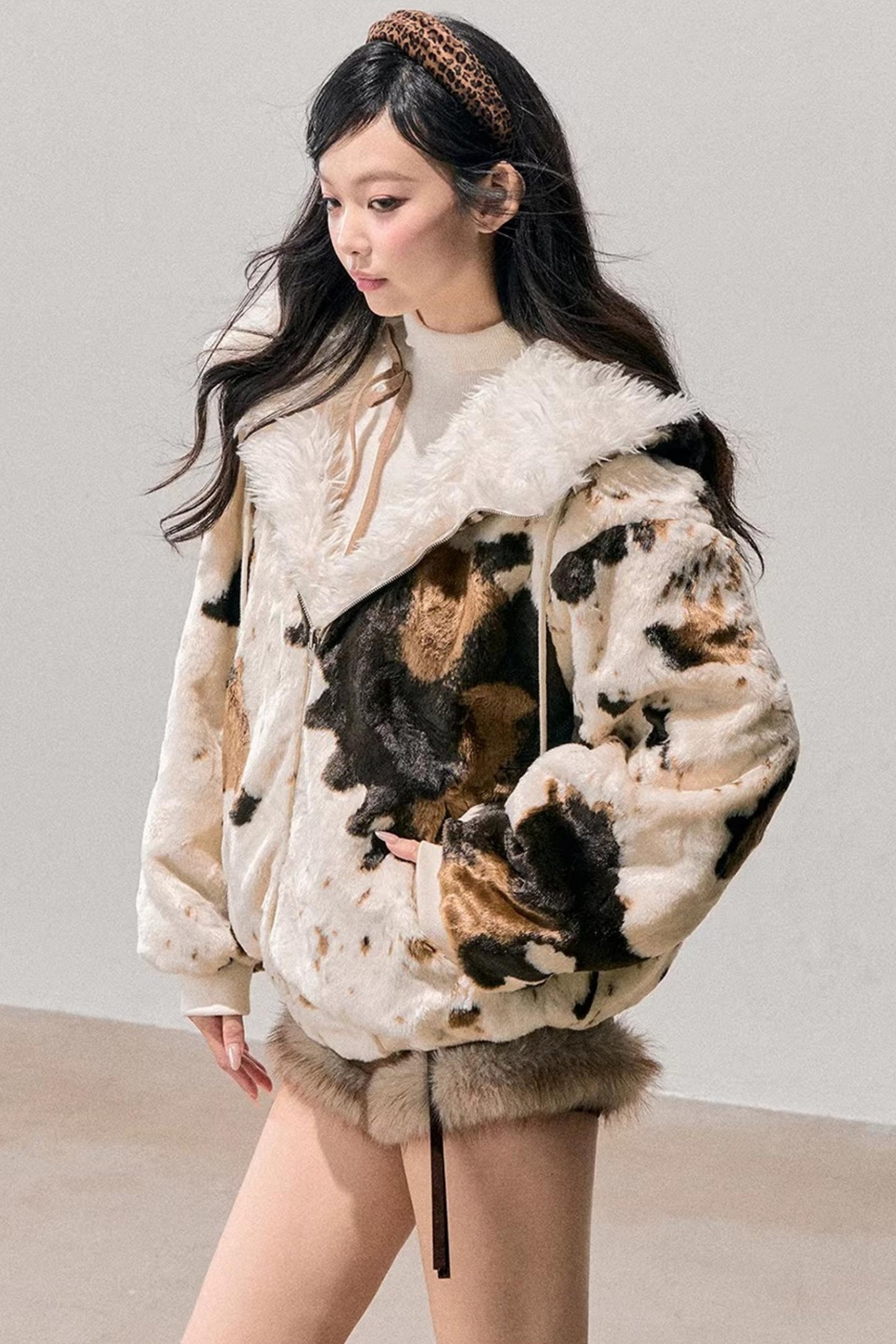 Korean Faux Fur Wide-Leg Pants