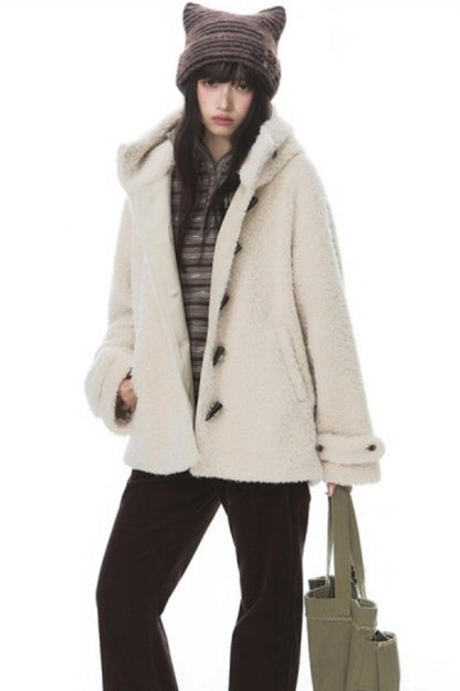 Cozy Hooded Lamb Wool Jacket
