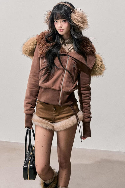 Korean Faux Fur Wide-Leg Pants