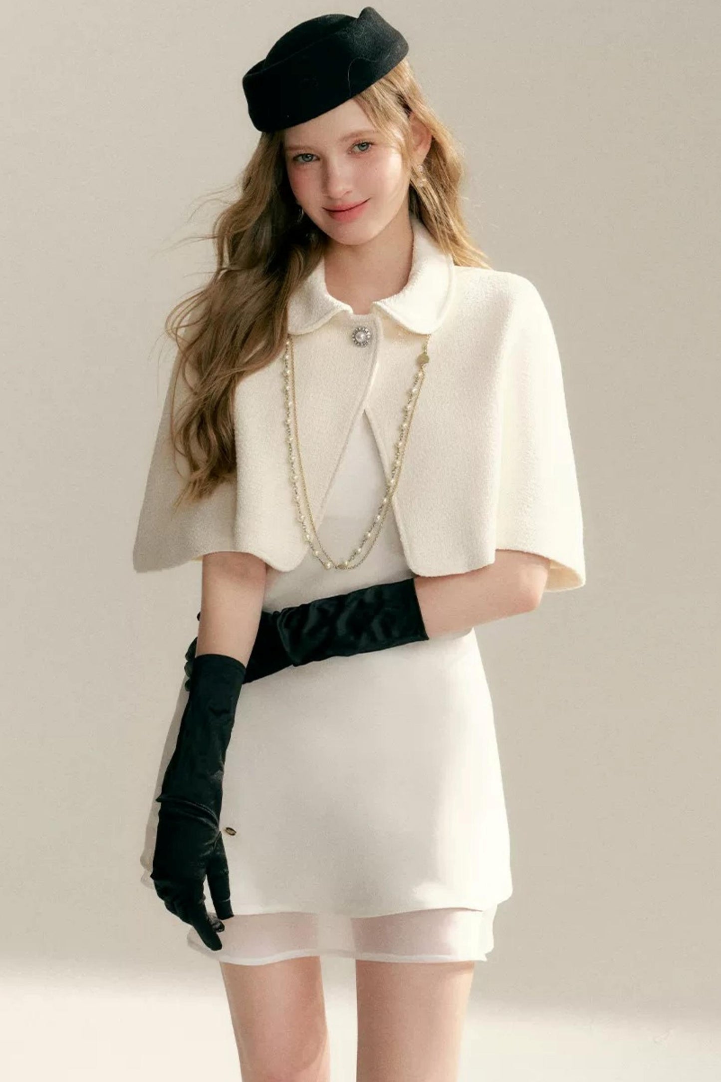 Acetate Halter Cape Dress Set-Up