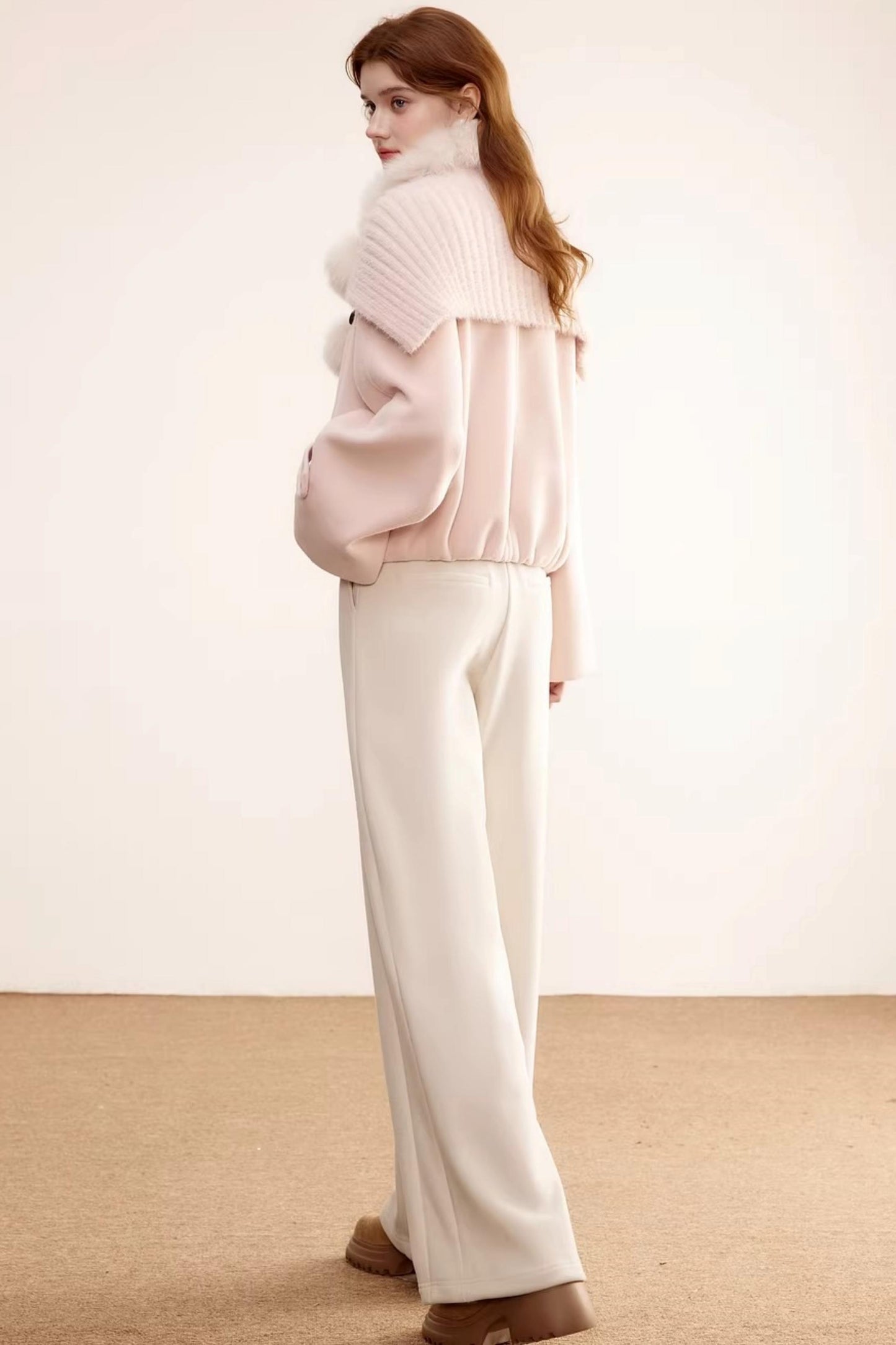 Woolen Short Shawl Collar Coat