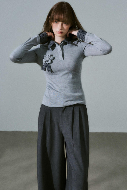 Quiet Plaid Long-sleeved Shirt