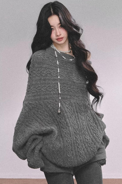 American Off-Shoulder Cable Sweater