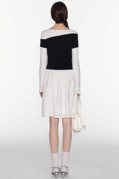 White Lace Panelled Umbrella Skirt