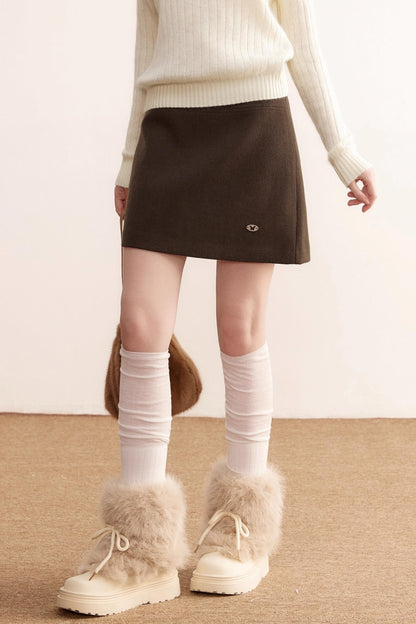 Gray Wool A-Line Skirt