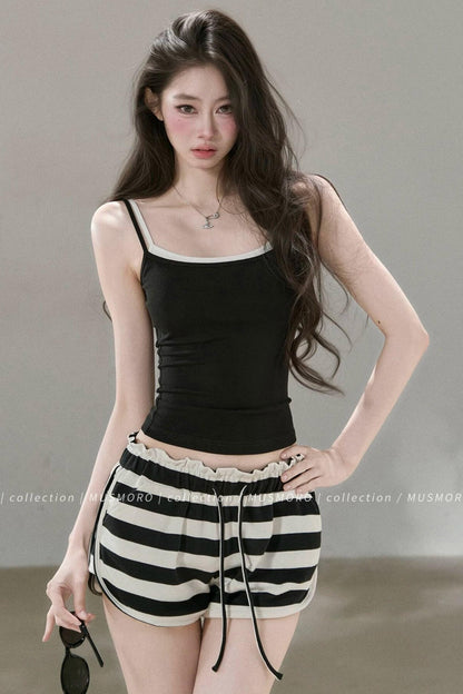 Pleated Floral Wide-Leg Shorts