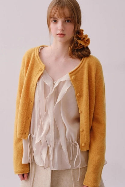 Lyocell Ruffled V-Neck Top