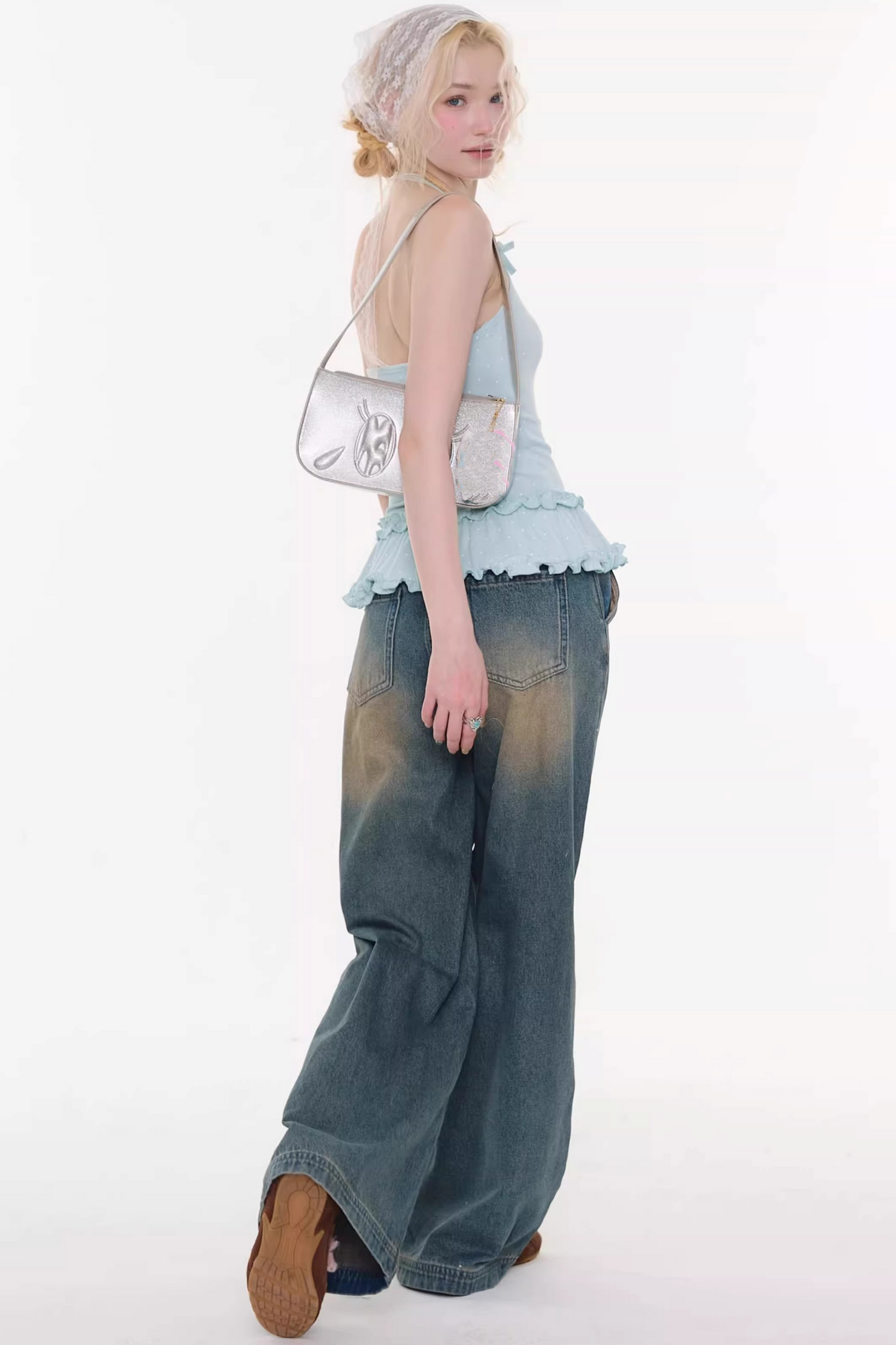 Mint Candy Lace Polka Dot Top