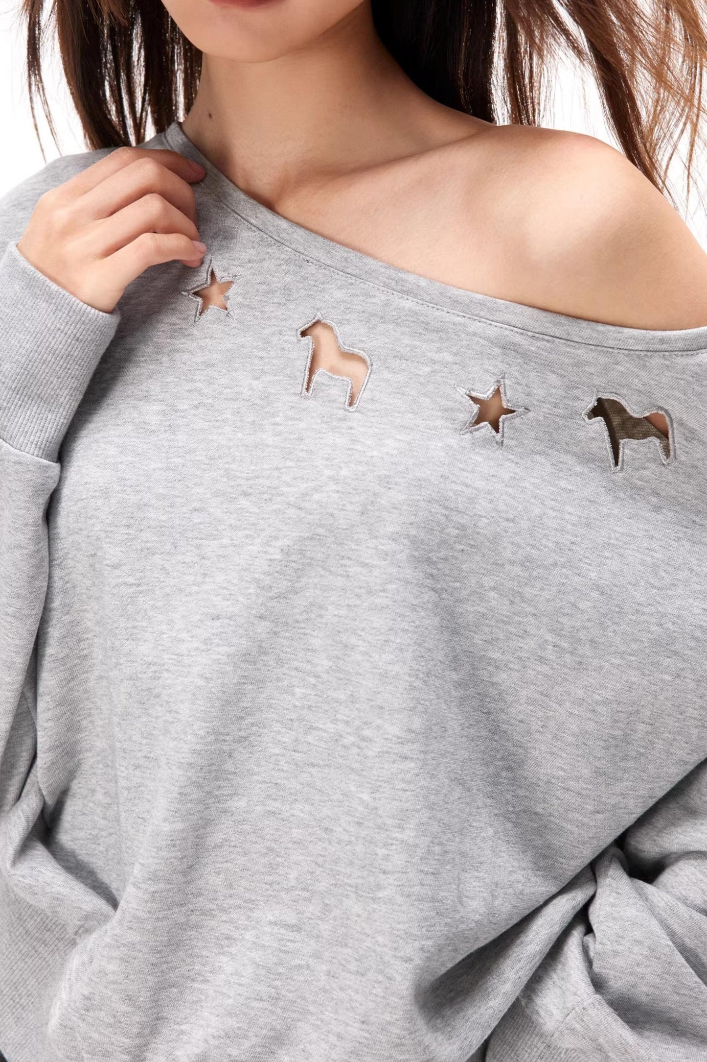 Asymmetrical Hollow Knit Sweater