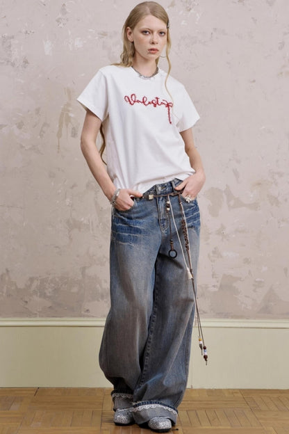 Embroidered Silk Tee