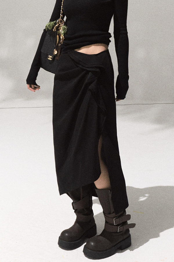 Green Oak Gray Pleated Skirt