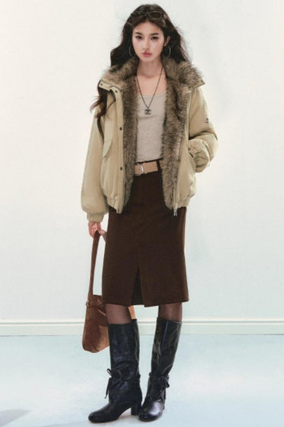 Retro Fur Collar Winter Coat