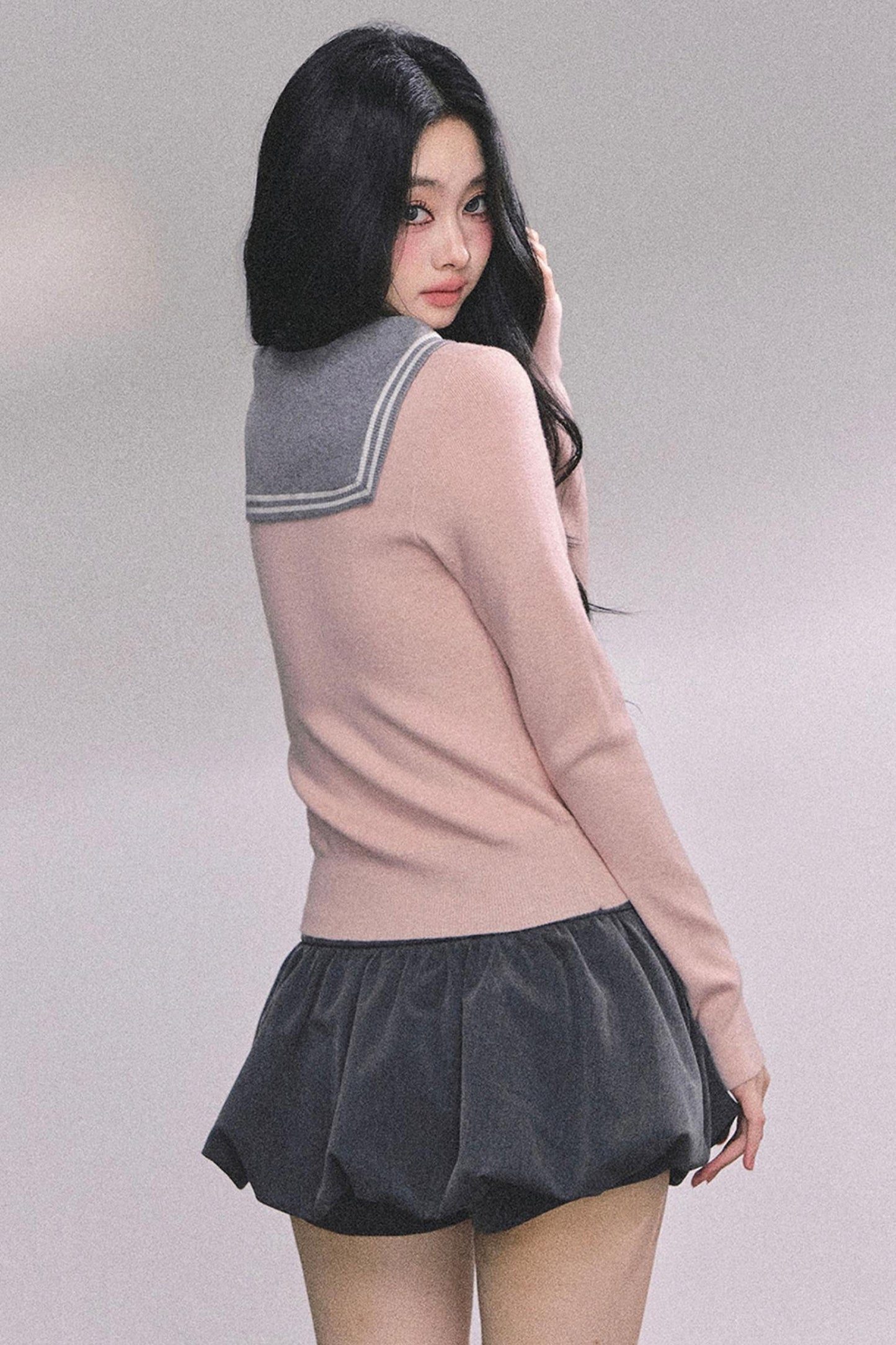 Slimming Navy Knitted Top