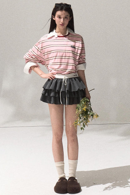 Contrasting Striped Cotton Top