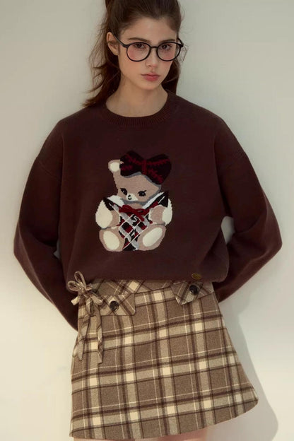 Plaid Fake Collar Sweater