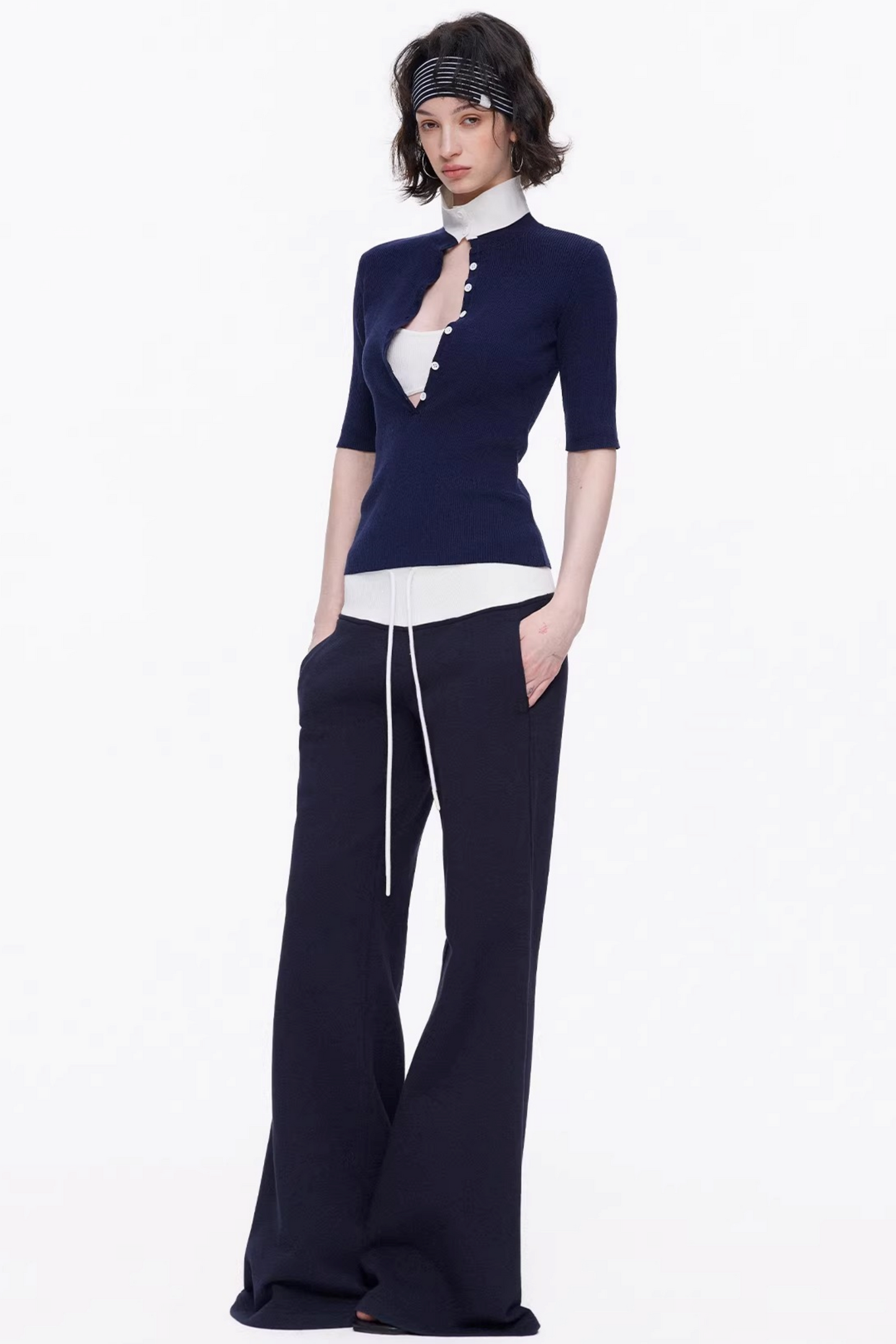 Lyocell Color-Blocked Knit Top