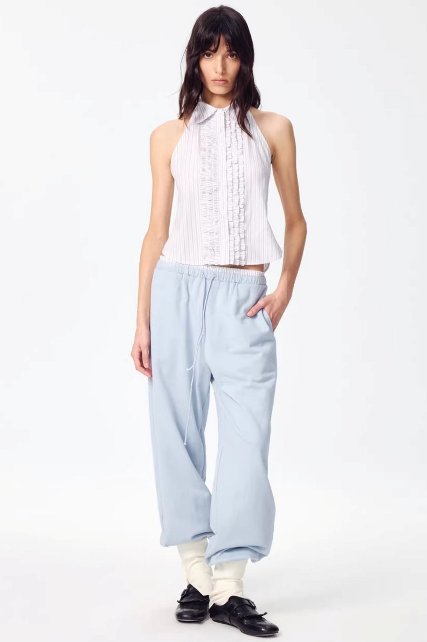 Patchwork Double Waistband Jogger Pants
