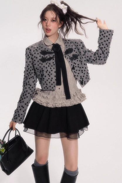 Flower Hem Shirt With Tie Set-Up