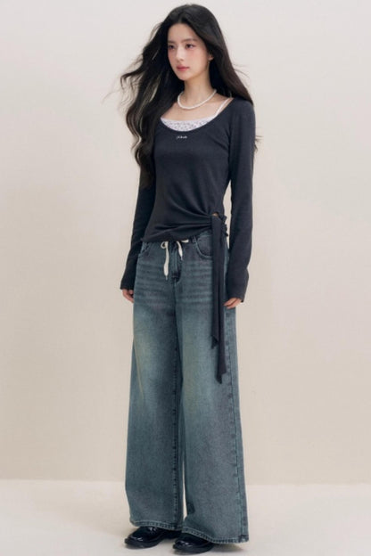 Lace Trim Patchwork Top