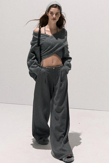 Basic Wool High-Waisted Wide-Leg Trousers