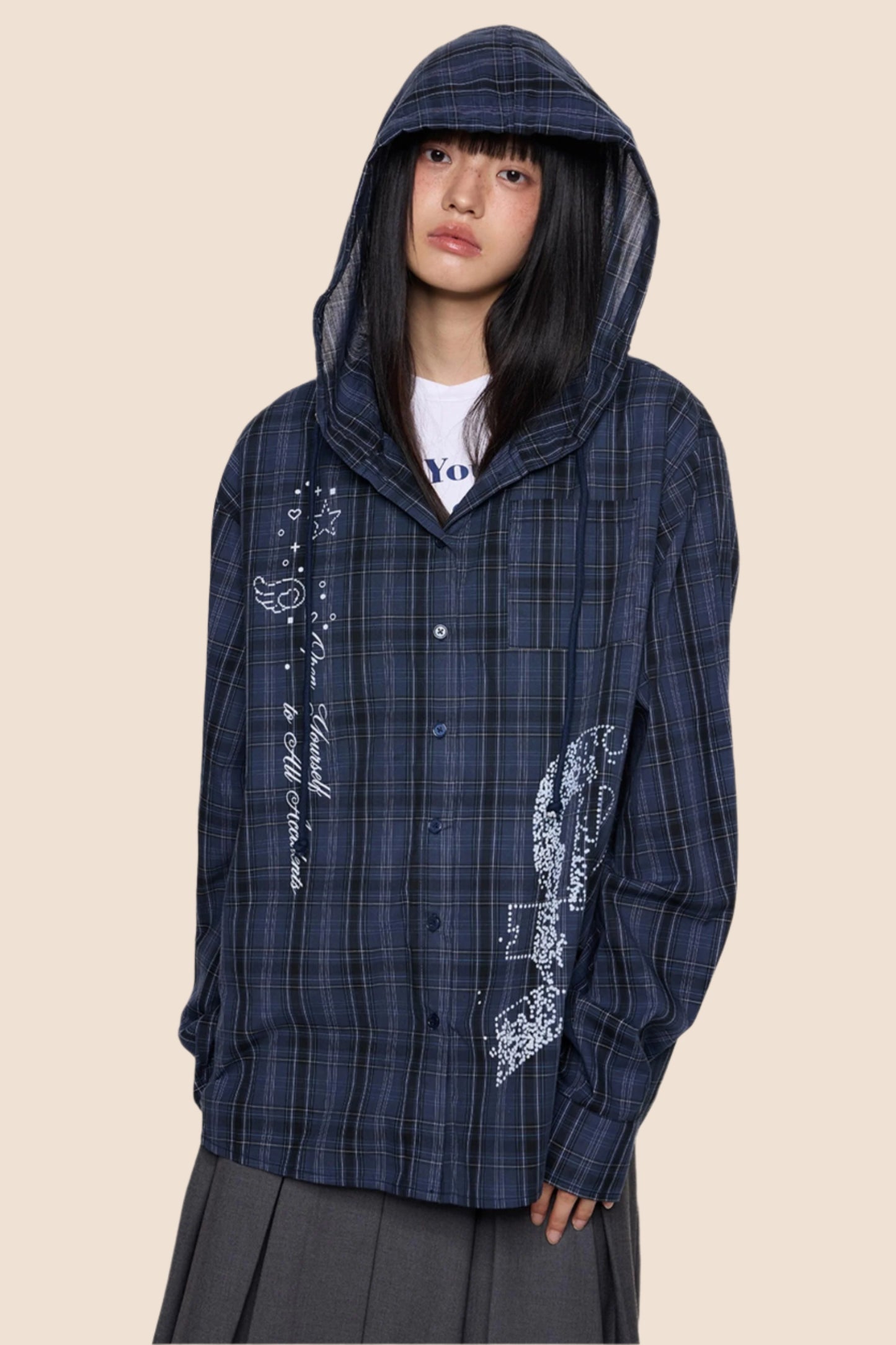 Hooded Plaid Lightweight Loose Jacket