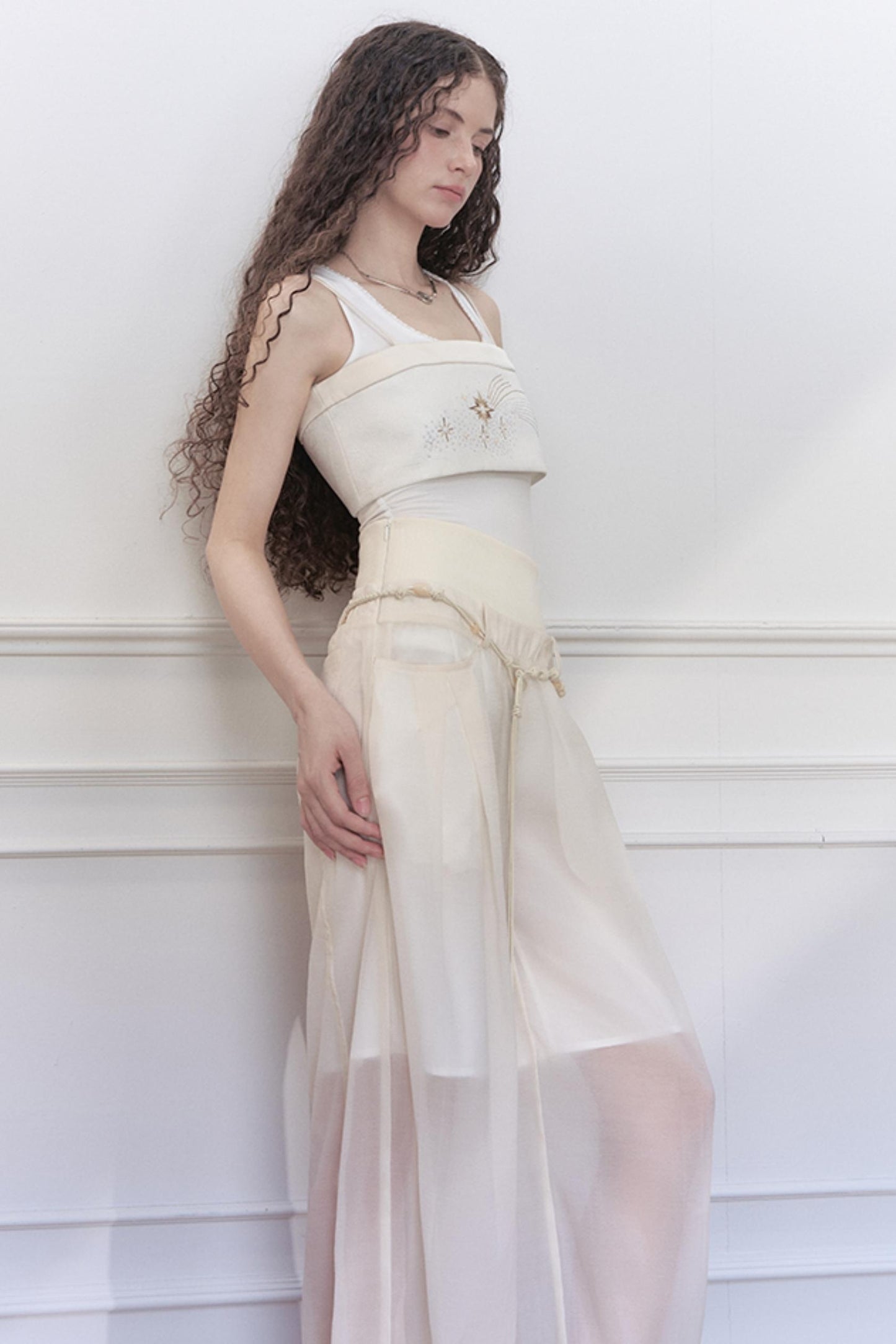 Lace Collar Knit Camisole Set