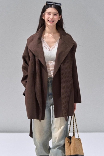 Vintage Woolen Trench Shawl Jacket