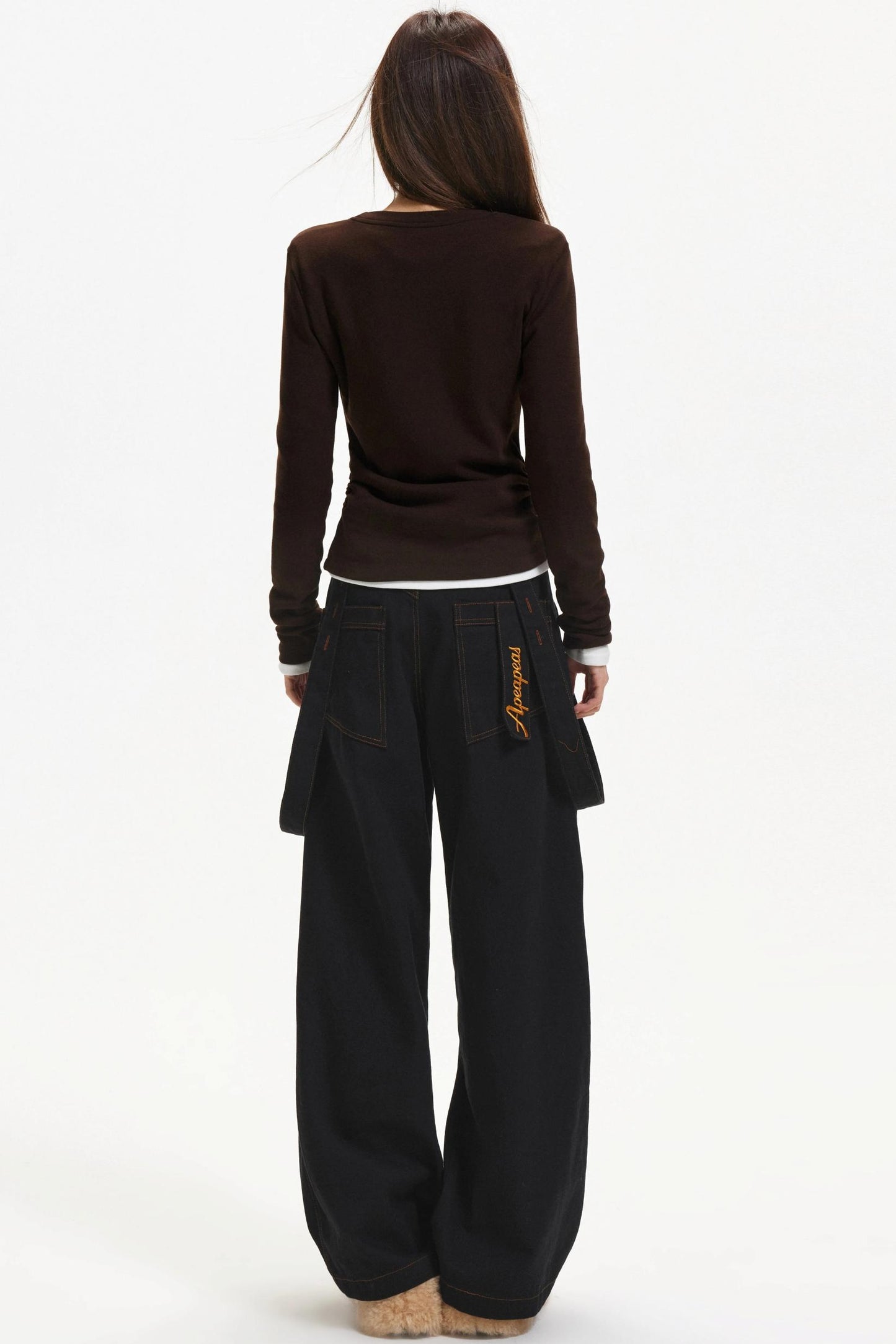 Retro Contrast Suspender Pants