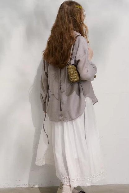 Cotton Lace Plaid Skirt