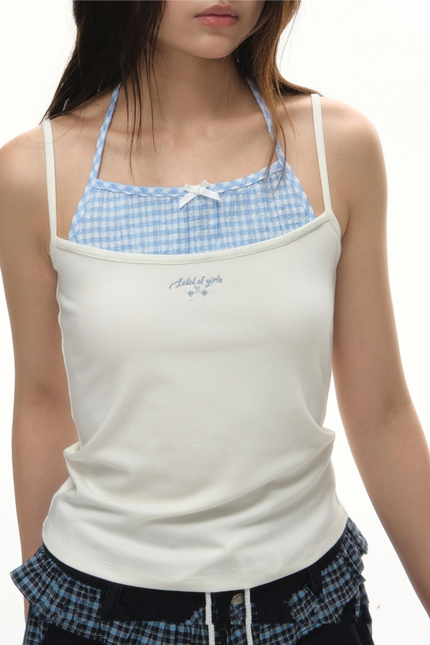 Faux Two-Strap Bow Tie Top