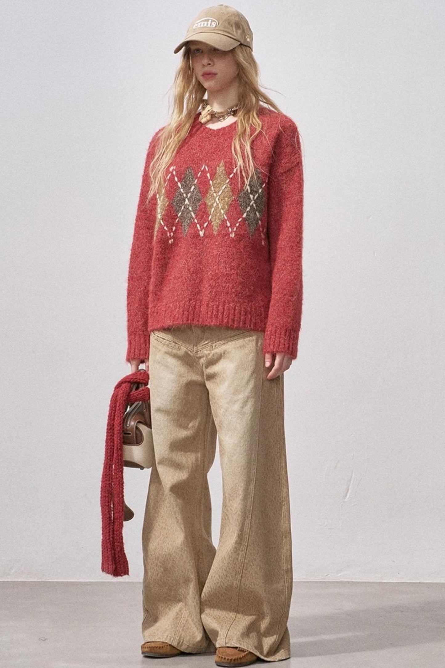 Floral Diamond Knit Sweater