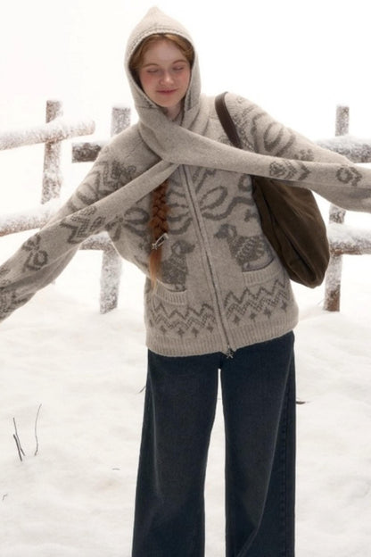 Light Bow-Knot Knit Cardigan Set-Up