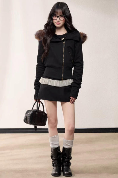 Hooded Fleece Slim Jacket