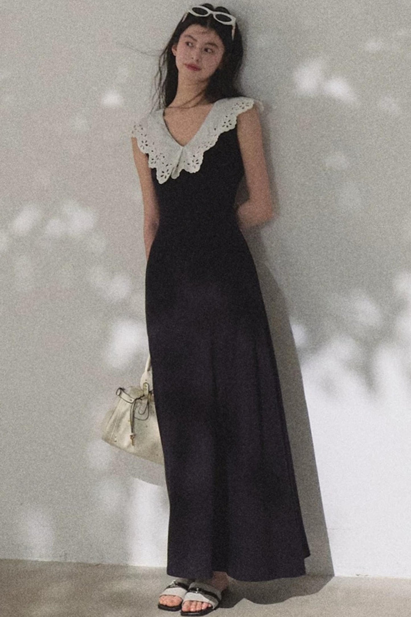 Cotton Sleeveless Backless Waist-cinching Dress