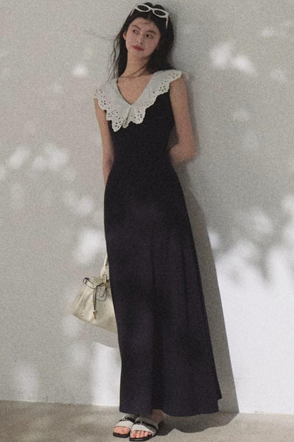 Cotton Sleeveless Backless Waist-cinching Dress