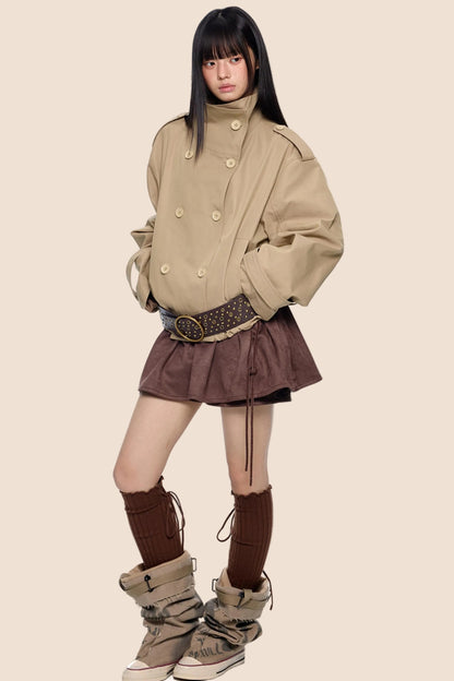 Double-Breasted Retro Trench Coat