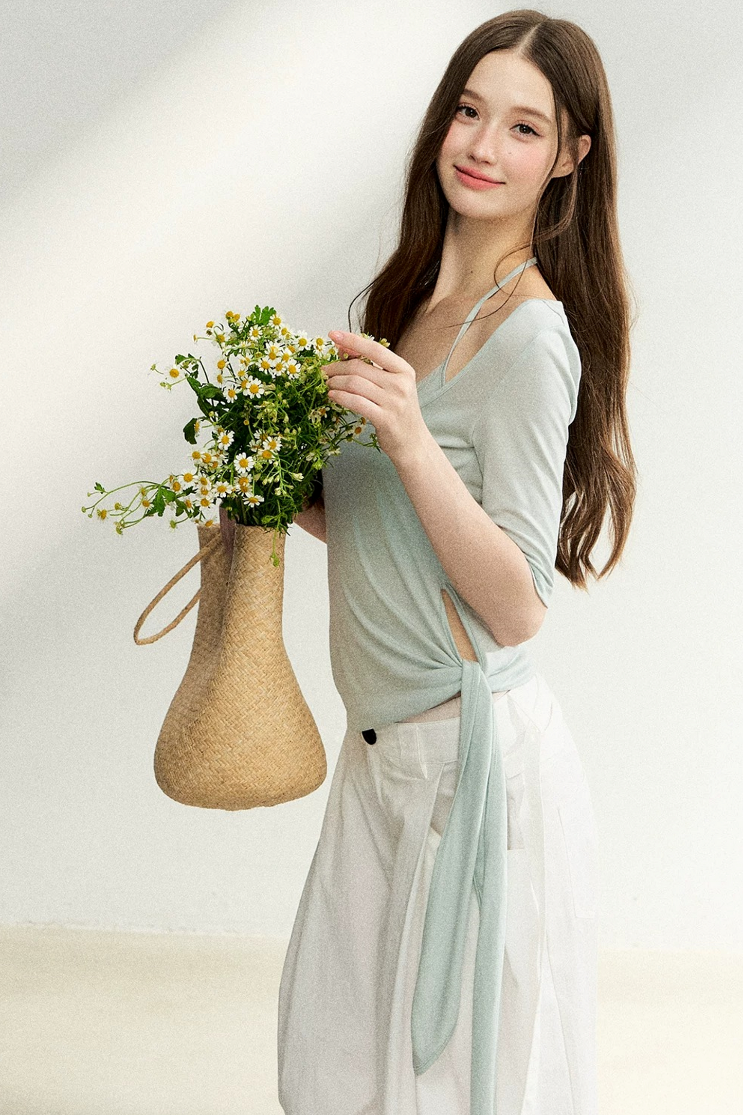Double-Layer Tie-Waist Top