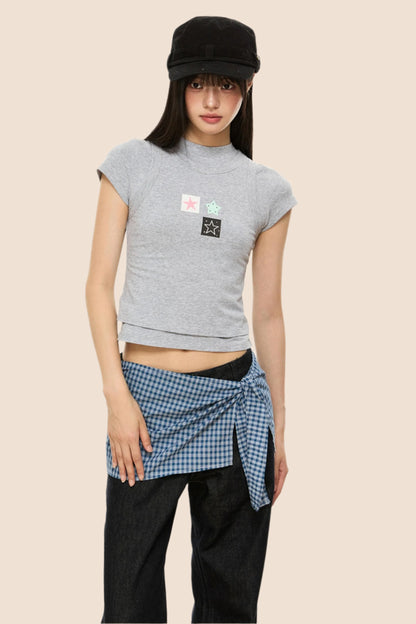 Slim Gray Square Crop Tee