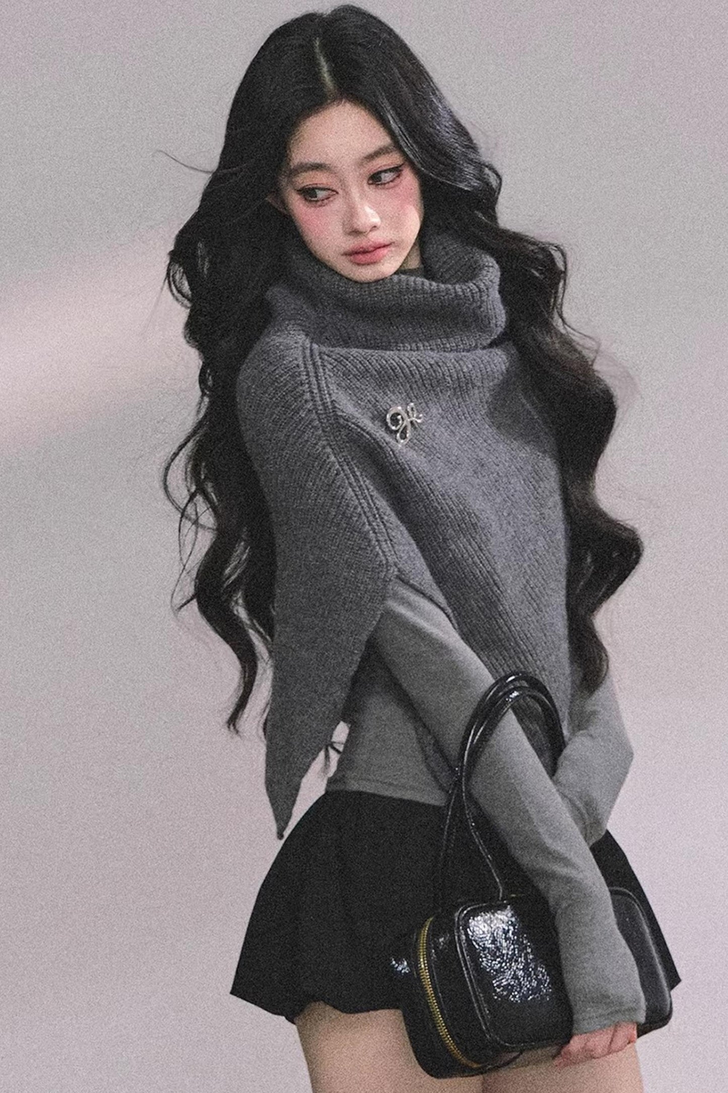 Maple Leaf Knit Sweater Cape Set-Up